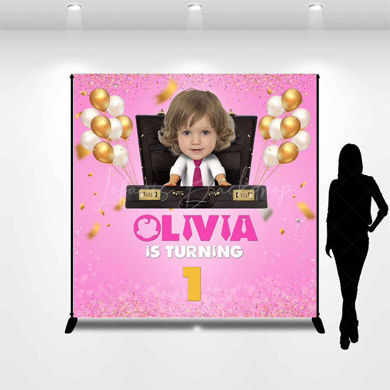 Lofaris Pink Office Baby Custom Photo 1st Birthday Backdrop