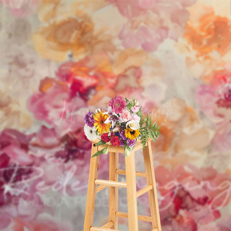 Lofaris Pink Orange Abstract Floral Pattern Photo Backdrop