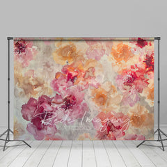 Lofaris Pink Orange Abstract Floral Pattern Photo Backdrop