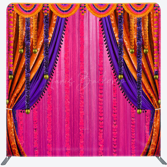 Lofaris Pink Orange Curtain Dance Party Pillow Case Backdrop