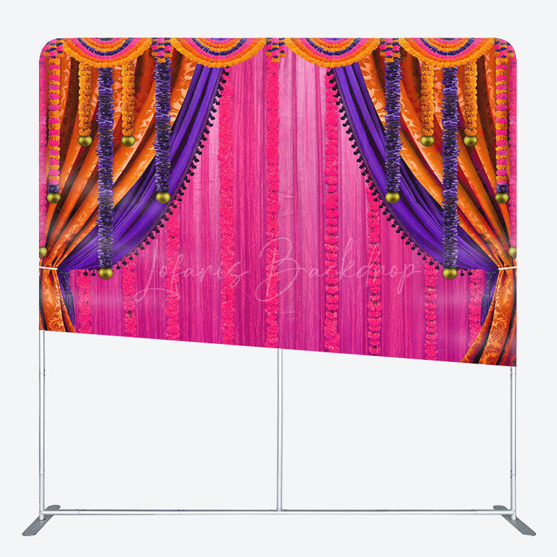 Lofaris Pink Orange Curtain Dance Party Pillow Case Backdrop