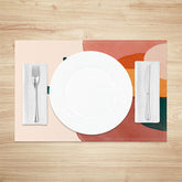 Lofaris Pink Orange Green Abstract Moon Set Of 4 Placemats