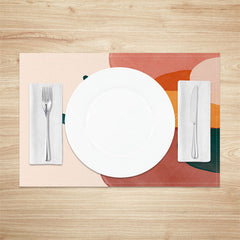 Lofaris Pink Orange Green Abstract Moon Set Of 4 Placemats