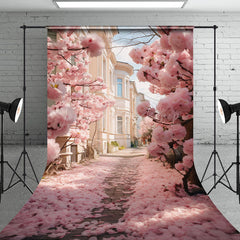 Lofaris Pink Peach Blossom Path House Spring Photo Backdrop