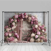 Lofaris Pink Peony Floral Arch Photography Backdrop Elegant Wedding or Bridal Shower Curtain Photo Background