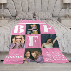 Lofaris Pink Plaid Best Friends Custom Name Photo Blanket