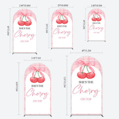 Lofaris Pink Plaid Bow Cherry On Top Bridal Shower Arch Backdrop