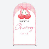 Lofaris Pink Plaid Bow Cherry On Top Bridal Shower Arch Backdrop