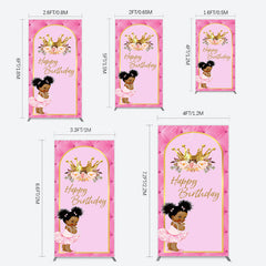 Lofaris Pink Princess Crown Floral Birthday Rectangle Backdrop
