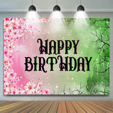 Lofaris Pink Princess Floral Green Wicked Birthday Backdrop