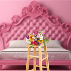Lofaris Pink Princess Headboard Photography Backdrop Ornate Rococo Tufted Bed Fairytale Bedroom Studio Photo Prop