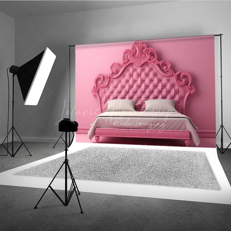 Lofaris Pink Princess Headboard Photography Backdrop Ornate Rococo Tufted Bed Fairytale Bedroom Studio Photo Prop