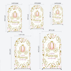 Lofaris Pink Pumpkin Carriage Baby Shower Arch Backdrop Little Princess Party Decoration Royal Gold Glitter Background