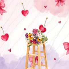 Lofaris Pink Purple Cloud Cherry Valentines Day Backdrop