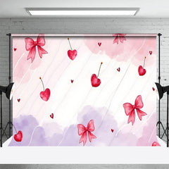 Lofaris Pink Purple Cloud Cherry Valentines Day Backdrop