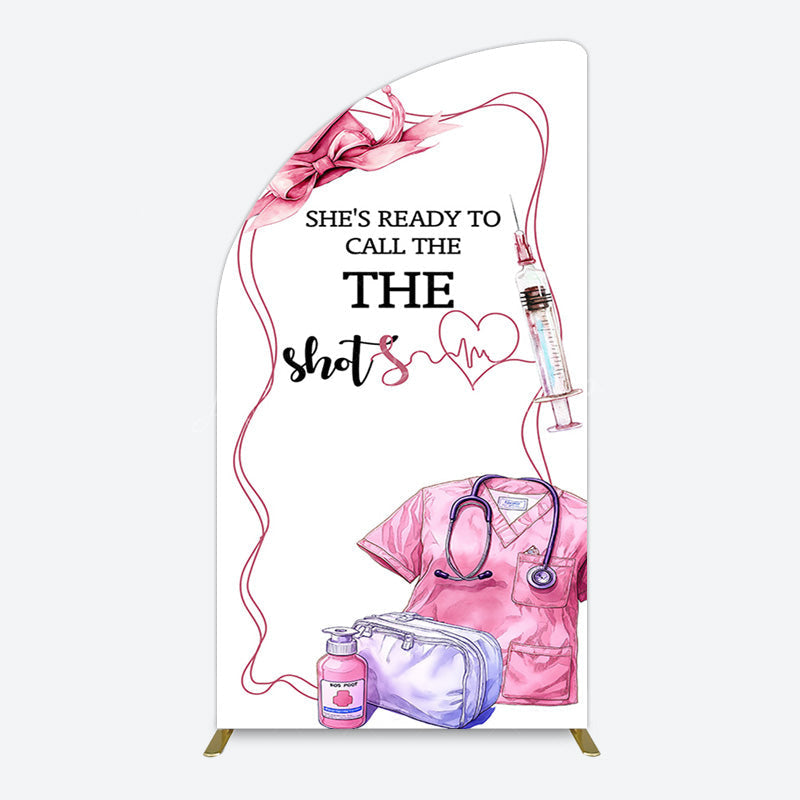 Lofaris Pink Ready To Call The Shots Nurse Grad Half Moon Arch Backdrop