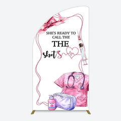 Lofaris Pink Ready To Call The Shots Nurse Grad Half Moon Arch Backdrop