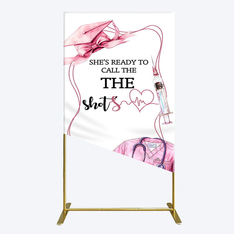 Lofaris Pink Ready To Call The Shots Nurse Grad Rectangle Backdrop