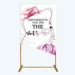 Lofaris Pink Ready To Call The Shots Nurse Grad Rectangle Backdrop