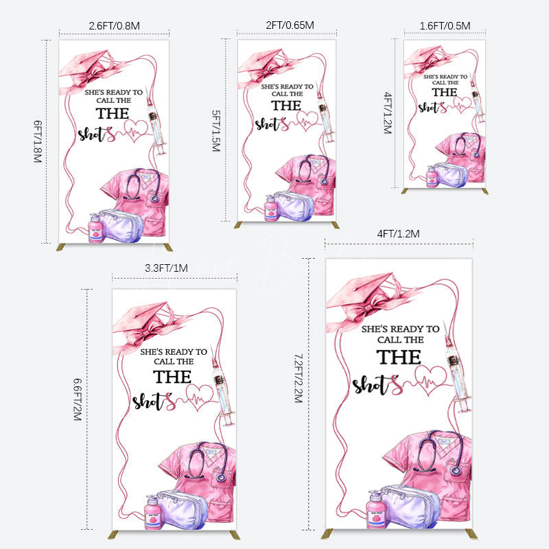 Lofaris Pink Ready To Call The Shots Nurse Grad Rectangle Backdrop