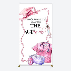 Lofaris Pink Ready To Call The Shots Nurse Grad Rectangle Backdrop