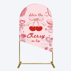Lofaris Pink Red Cake Cherry On Top Bridal Shower Arch Backdrop