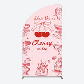 Lofaris Pink Red Cake Cherry On Top Bridal Shower Half Moon Arch Backdrop