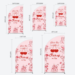 Lofaris Pink Red Cake Cherry On Top Bridal Shower Half Moon Arch Backdrop