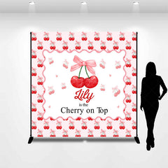 Lofaris Pink Red Cherry On Top Custom Baby Shower Backdrop