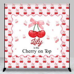 Lofaris Pink Red Cherry On Top Custom Baby Shower Backdrop
