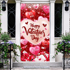 Lofaris Pink Red Hearts Balloon Valentines Day Door Cover