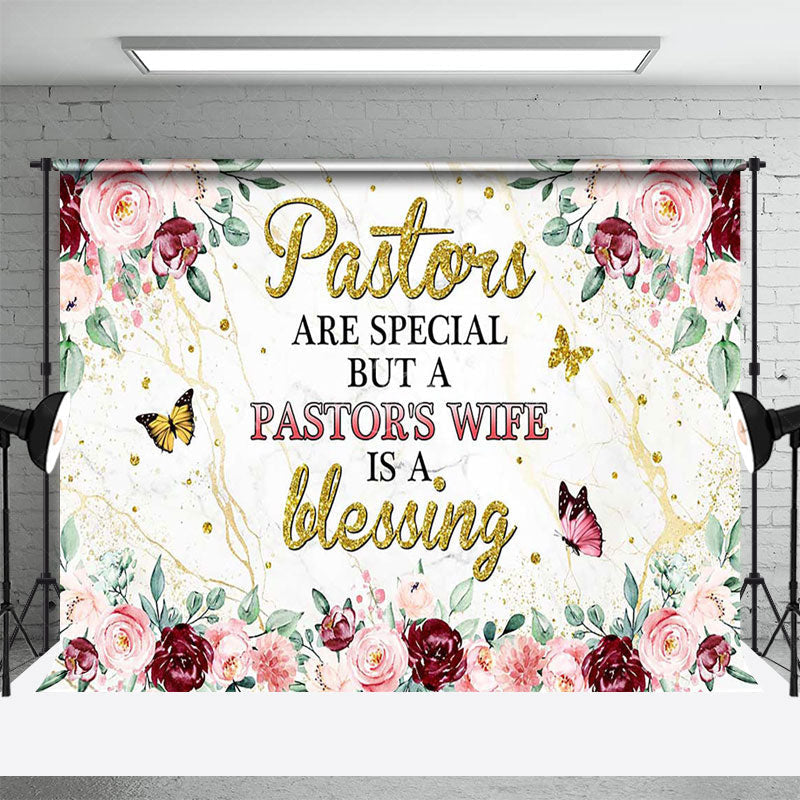 Lofaris Pink Red Rose Leaf Pastors Wife Appreciation Backdrop