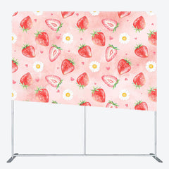 Lofaris Pink Red Strawberry Daisy Fruit Pillow Cover Backdrop