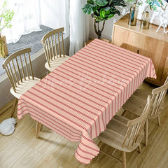 Lofaris Pink Red Striped Rectangle Tablecloth Simple Geometric Line Pattern for Valentine Day Birthday Kitchen Decor