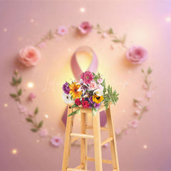 Lofaris Pink Ribbon Flower Breast Cancer Awareness Backdrop