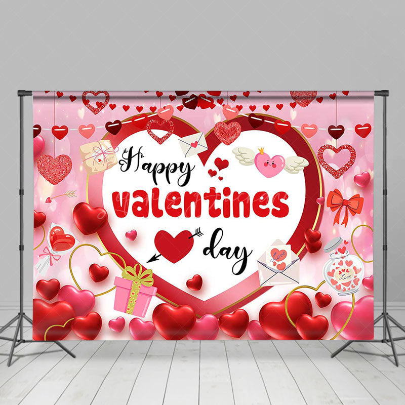 Lofaris Pink Romantic Balloons Happy Valentines Day Backdrop