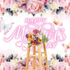 Lofaris Pink Romantic Floral Butterfly Mothers Day Backdrop