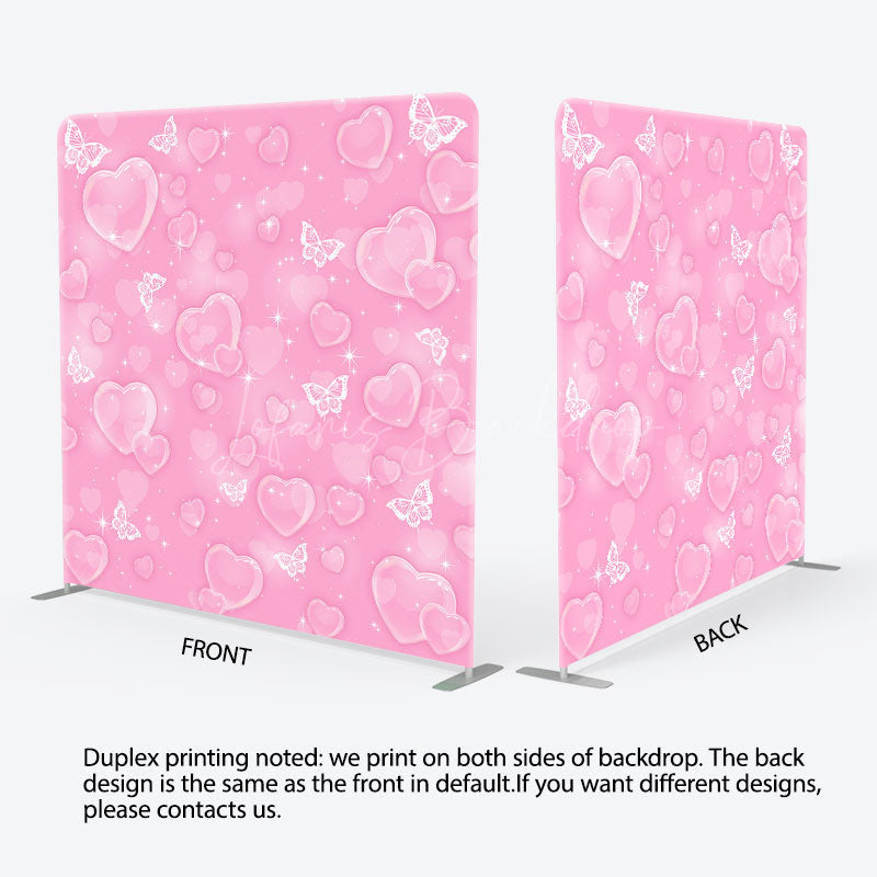 Lofaris Pink Romantic Heart Bubbles Square Tension Backdrop