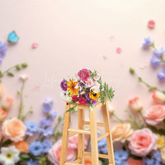 Lofaris Pink Rose Blooming Spring Vibe Photo Backdrop