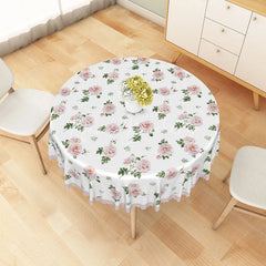 Lofaris Pink Rose Floral Bouquet Round Tablecloth Romantic Shabby Chic Table Cover for Bridal Shower