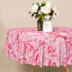 Lofaris Pink Rose Flower Round Tablecloth Soft Pastel Floral Bloom Table Cover for Wedding