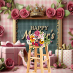 Lofaris Pink Rose Greenery Gifts Happy Mothers Day Backdrop