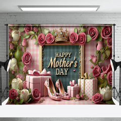 Lofaris Pink Rose Greenery Gifts Happy Mothers Day Backdrop