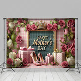 Lofaris Pink Rose Greenery Gifts Happy Mothers Day Backdrop