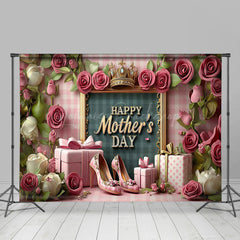 Lofaris Pink Rose Greenery Gifts Happy Mothers Day Backdrop