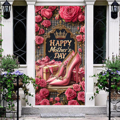 Lofaris Pink Rose Throne Highheels Mothers Day Door Cover