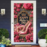 Lofaris Pink Rose Throne Highheels Mothers Day Door Cover