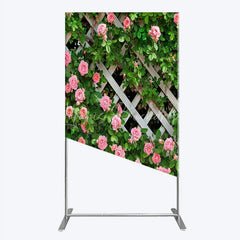 Lofaris Pink Roses on White Trellis Rectangle Backdrop Floral Garden Fence Wedding and Bridal Shower Photography Background