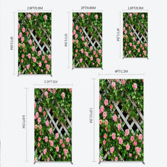 Lofaris Pink Roses on White Trellis Rectangle Backdrop Floral Garden Fence Wedding and Bridal Shower Photography Background
