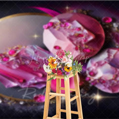 Lofaris Pink Round Crystal Gems and Gold Rings Backdrop Abstract Art Photography Background Modern Event Decor